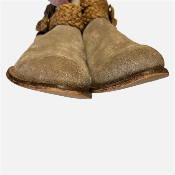 Rebels Calista Suede Ankle Booties with Braided Leather Double Strap Size 8 - Picture 7 of 9